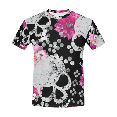 Flowers and skulls Floral gothic Pattern All Over Print T-Shirt for Men