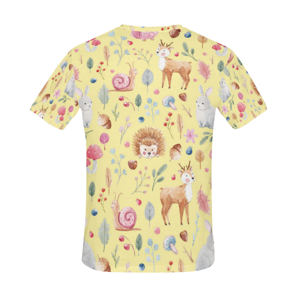 Cute Animals Pattern All Over Print T-Shirt for Men