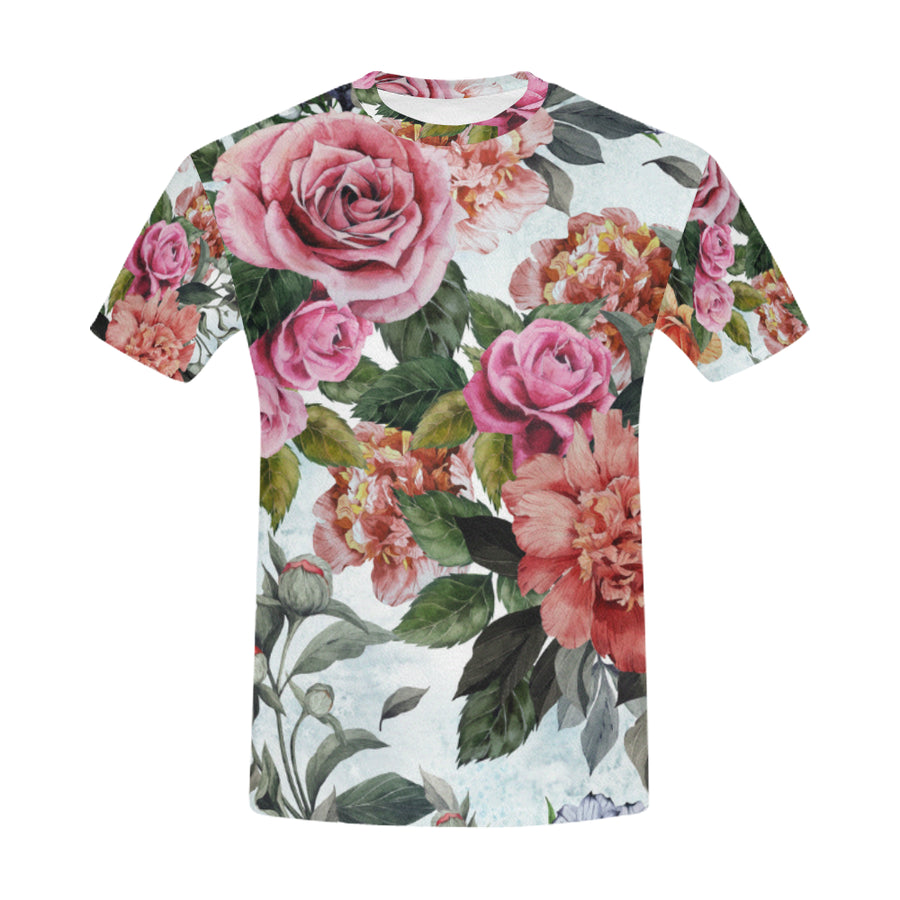 Roses and peonies All Over Print T-Shirt for Men